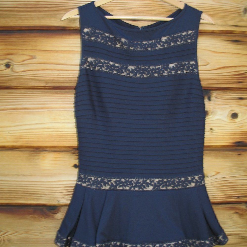 Tadashi Shoji Blue Pleated Peplum Dress - Picture 5 of 8
